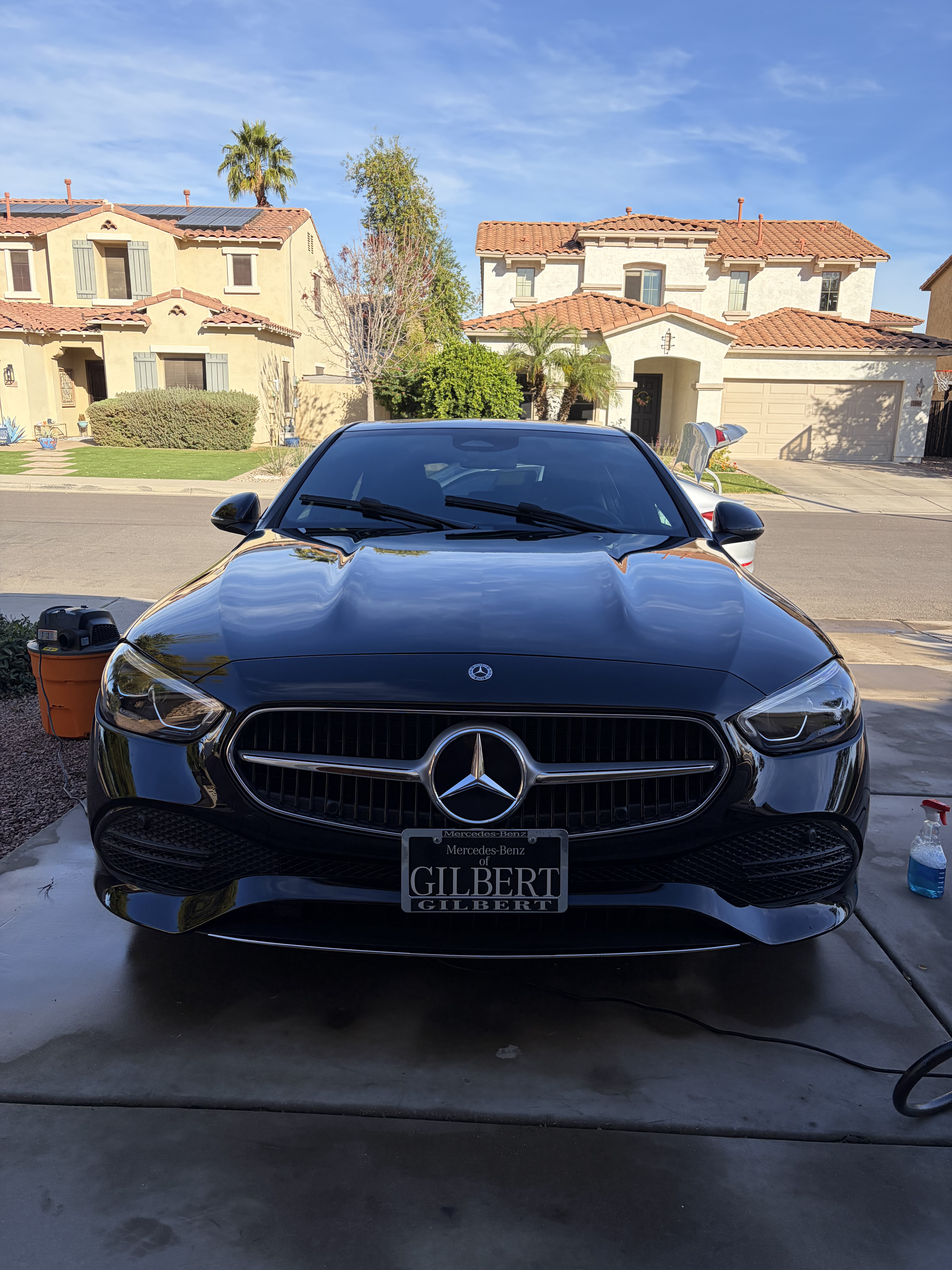 Black sedan front detail by AZ mobile detailing service